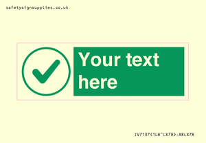 Custom green background, green tick in circle sign